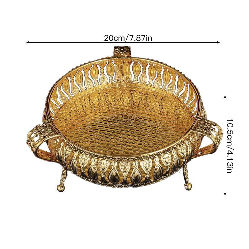 A metal fruit basket, European style large food, snacks, candy storage tray, exquisite craft tableware.