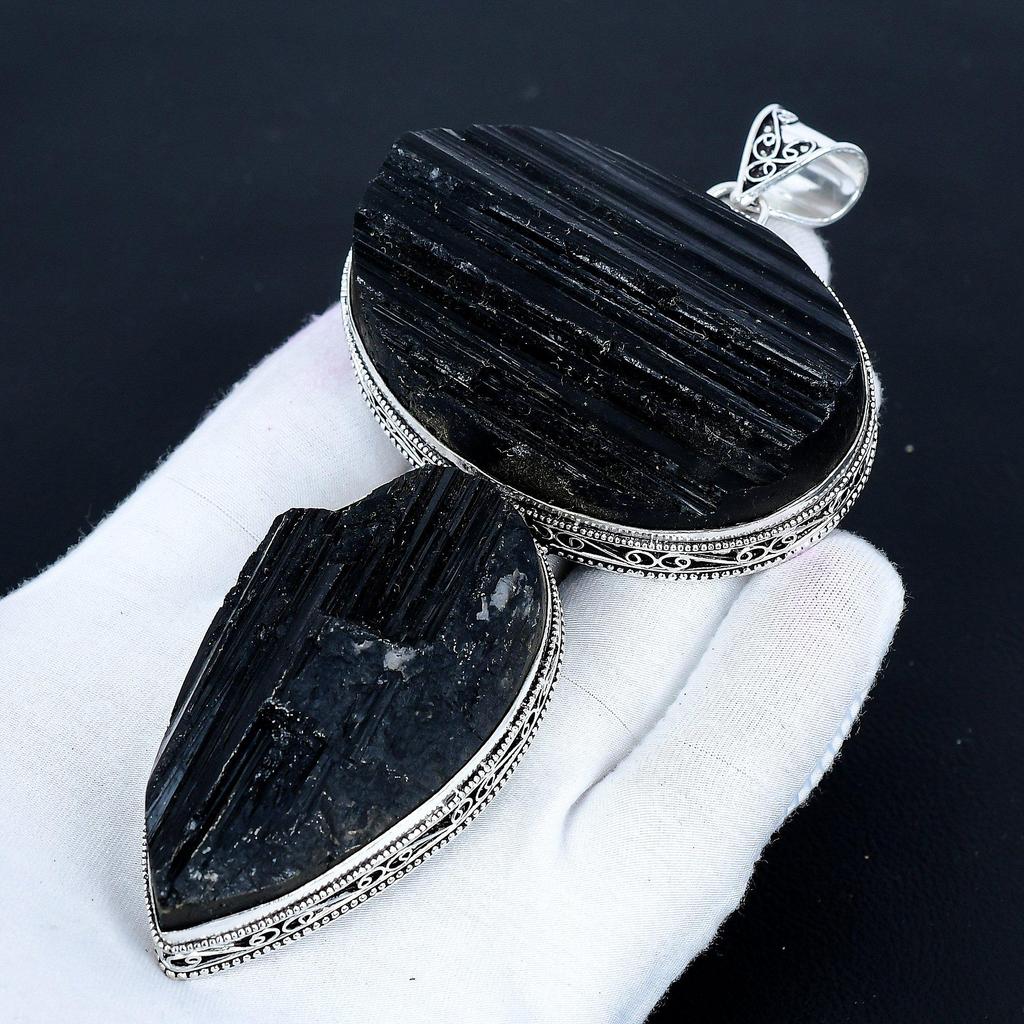 Black Tourmaline Pendant, 925 Sterling Silver Handmade Jewelry, Tourmaline Silver Pendant, Party Wear Jewelry For Women's, Pendant Valentine Day Gift