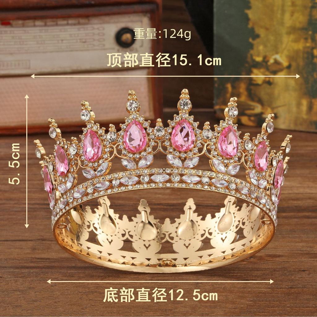 New Bridal Crown Headpiece - Exquisite High-end Wedding Birthday Party and Cake Decoration - Bridal Hair Accessory - Round Crown Tiara