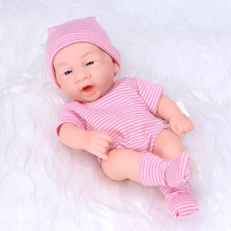 7.87 Inches Reborns Popular Pouting Cute Girl Doll with Knit Sweater Hat Soft Cuddle Doll for Toddler Birthday Gift