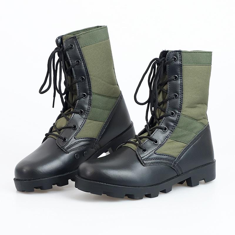 Men High-Top Boots Outdoor Non Slip Hiking Shoes Canvas Camouflage Training Boots Tactical Combat Boots for Men Desert AnkleBoot