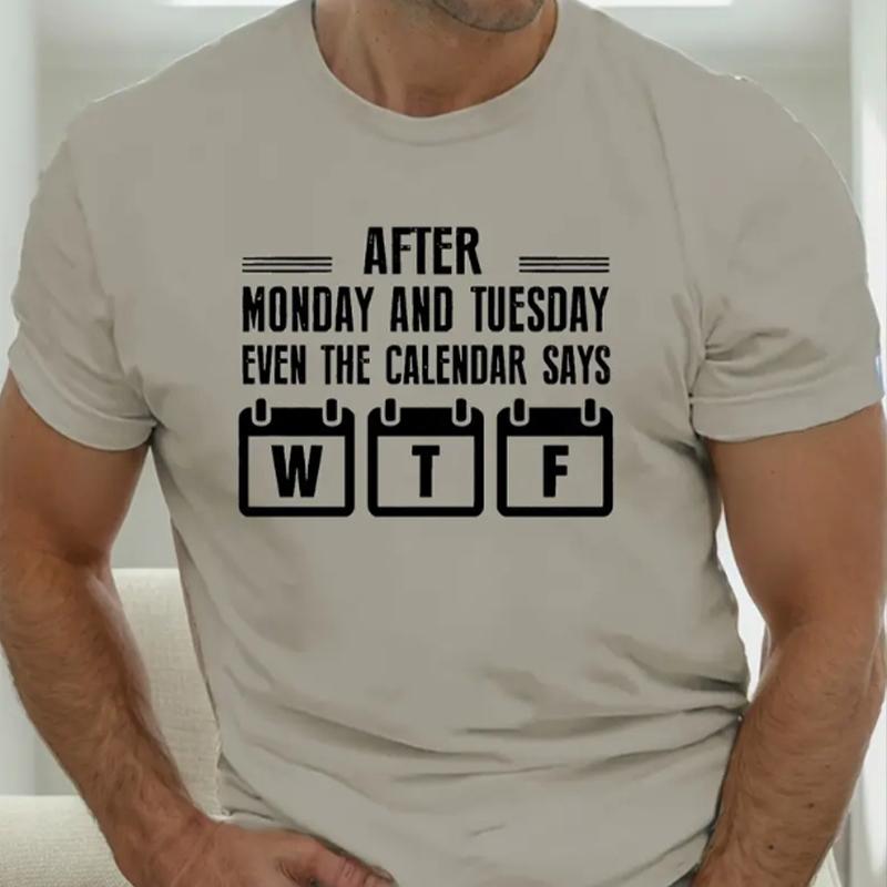 

New Summer Men s Fashion T-shirt Personality Calendar Letters Printed Men s T-shirt Top 8XL