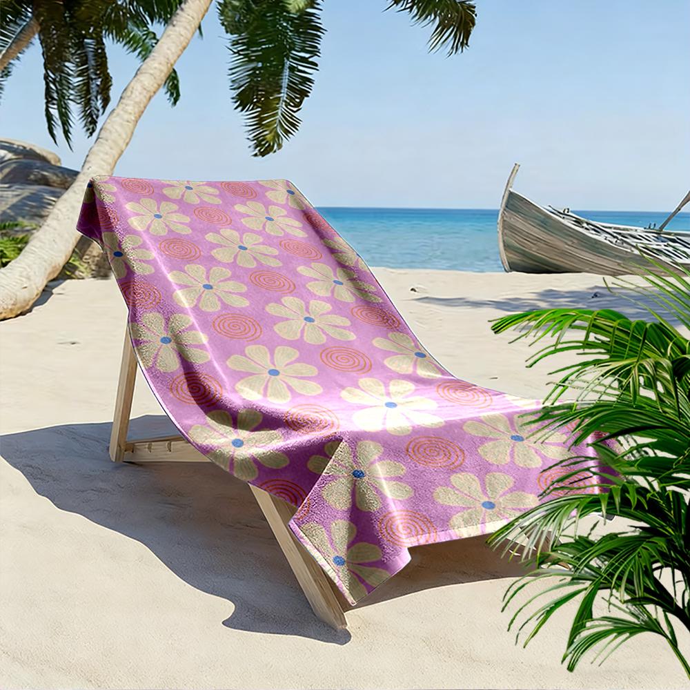 Floral Pink Pattern with Spiral Accents Beach towel quick-drying for travel outdoor sports jogging beach and swimming