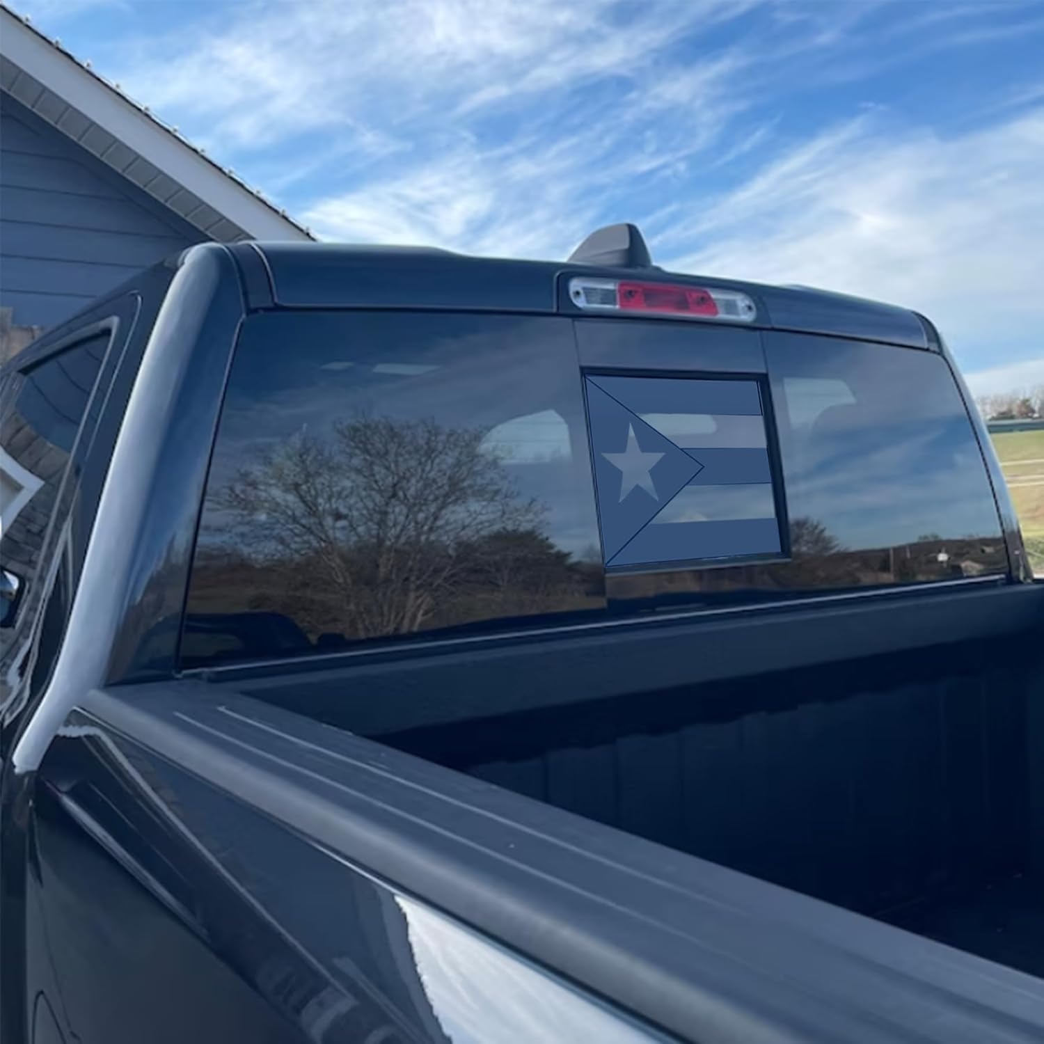 

for Dodge Ram 2009-2024 Rear Middle Sliding Window Puerto Rico Flag Decal, Matte Black