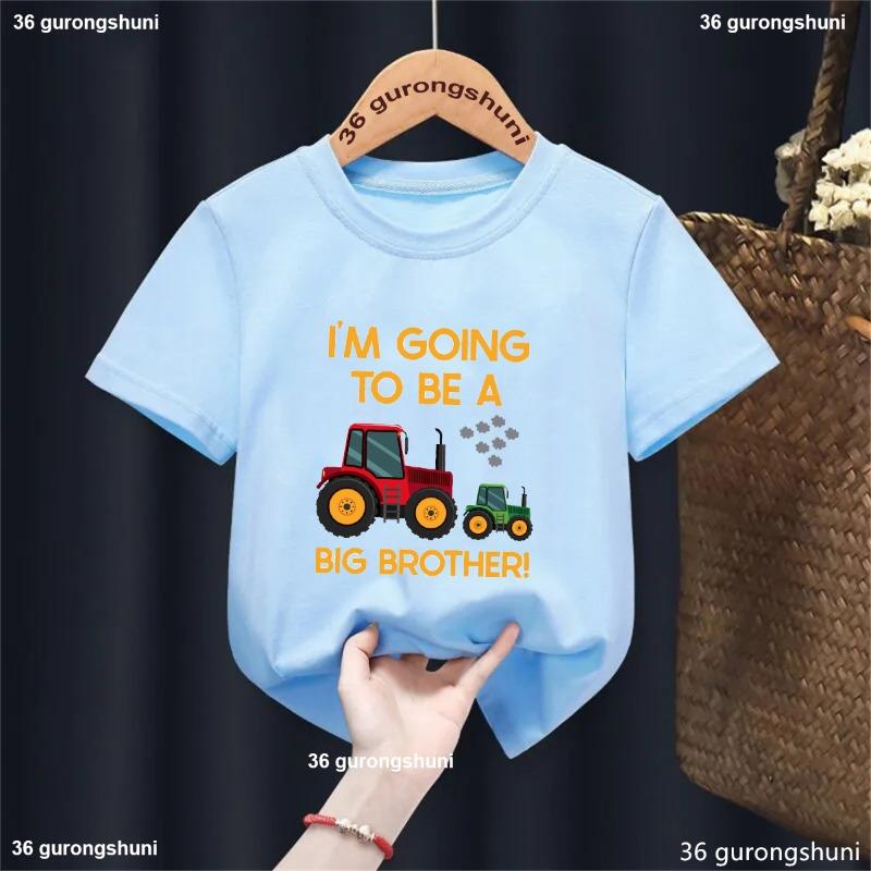 I'M Going To Be A Big Brother Two Tractors T Shirt, Baby Announcement Idea For Son, Boys Tractor Tshirt, Brothers Matching Shirt