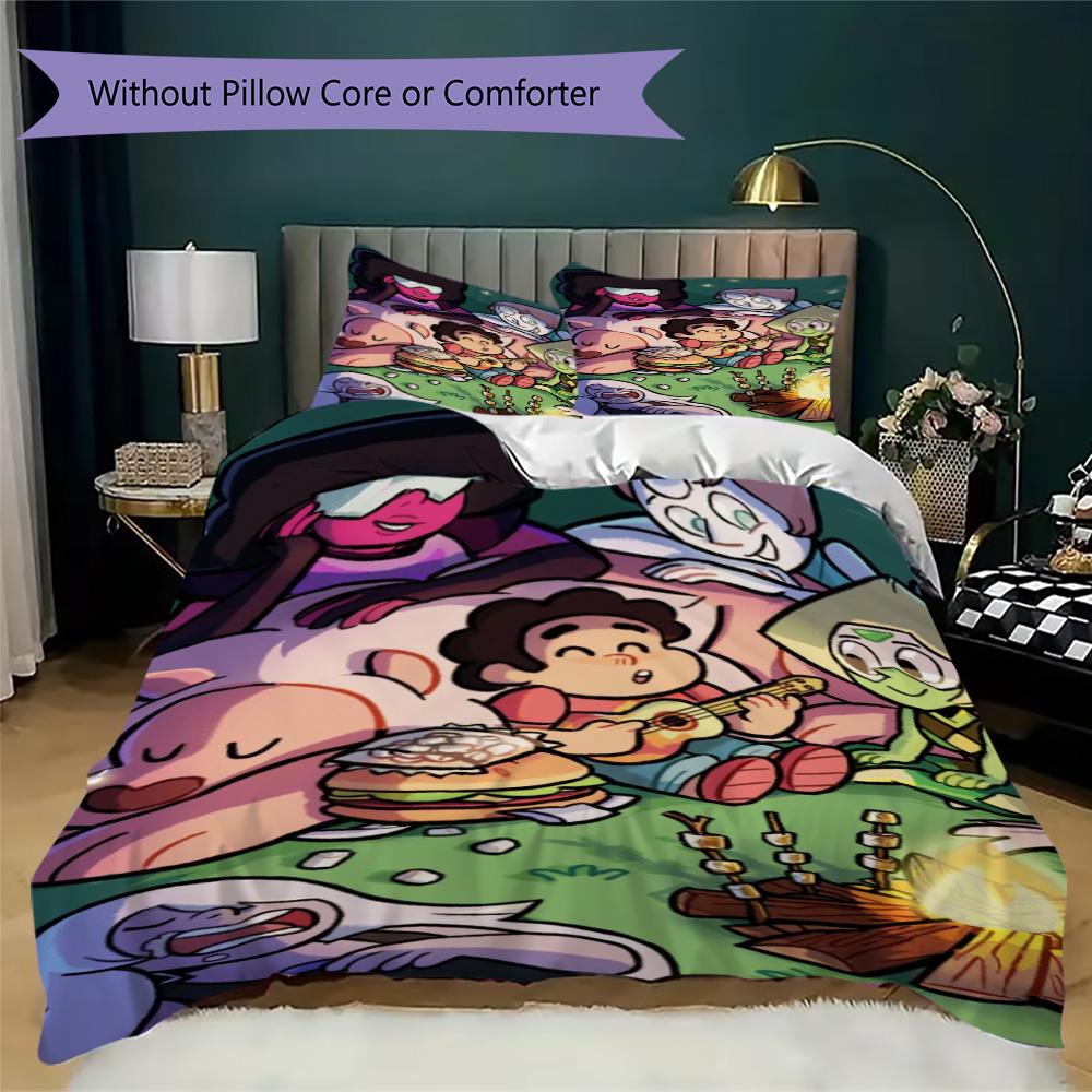 Steven Universe Pattern Bedding,Quilt Set Quilt Cover Pillowcase Home Birthday Gift (1*duvet Cover+2*pillowcase,without core)XSJT0917476