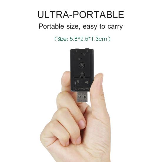 Sound Card Professional MIC Recording Function Audio Transfer Plug Play Analog 7.1 Channel USB External Sound Card for Home