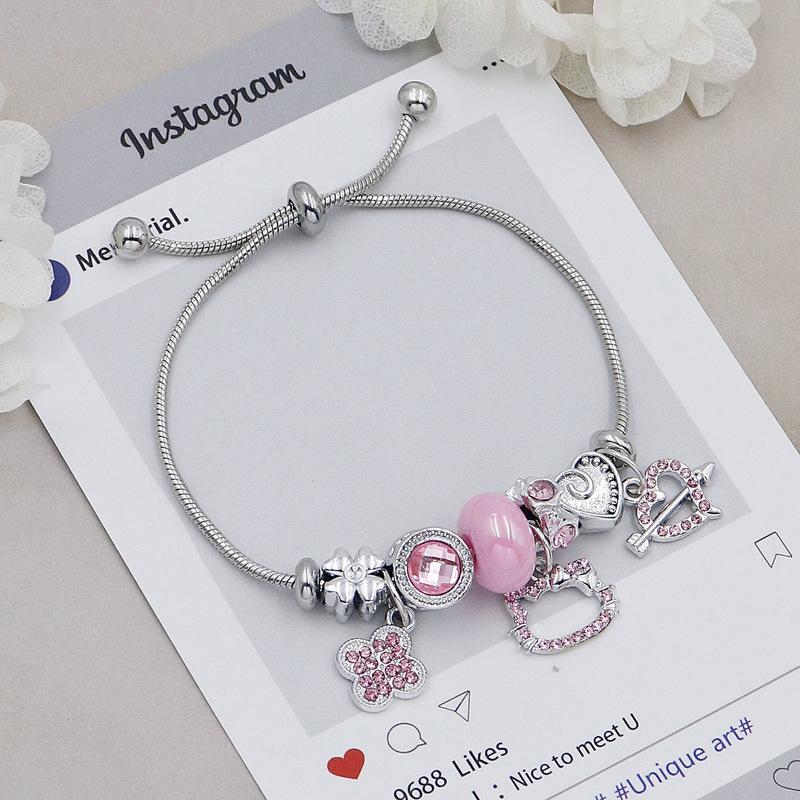 Adjustable Chain Bracelet With Diamond Accent Hollow Smiley Face Beads For Women Luxury Style Jewelry