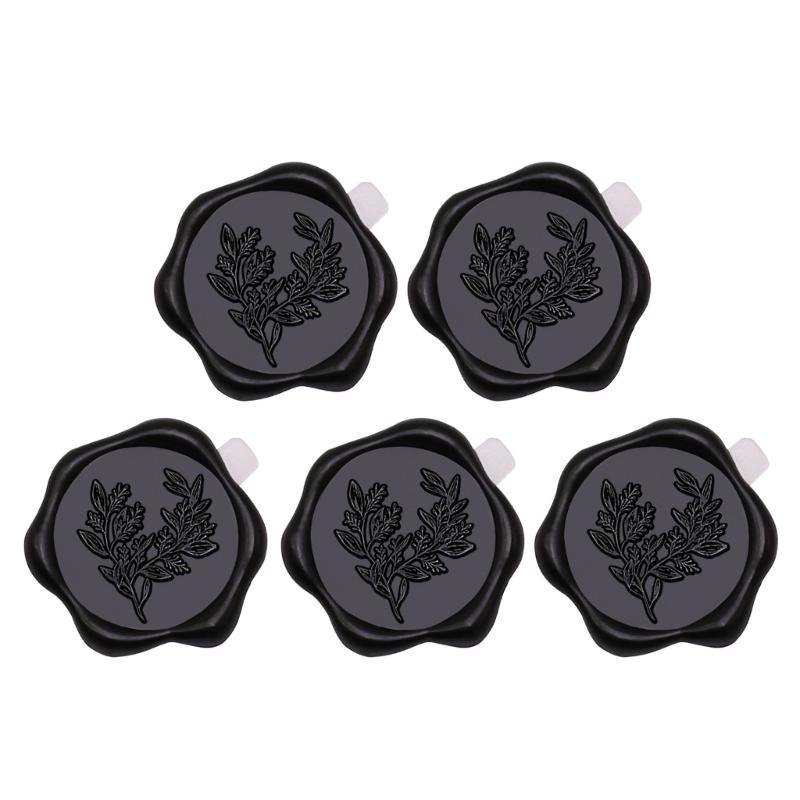 

5/10Pcs Antique Seal Stamp Sticker for Envelope Invitation Card Scrapbooking Leaf Embossed Seal Sticker Adhesive Seals