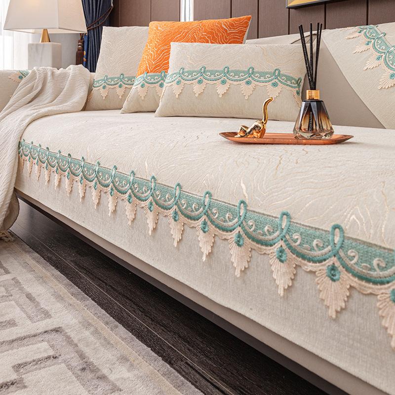 Nordic Light Luxury Sofa Cushion Four Seasons Universal Cover Cloth Cover Cover Non-Slip Seat Cushions All-Inclusive Chenille Thickened Living Room
