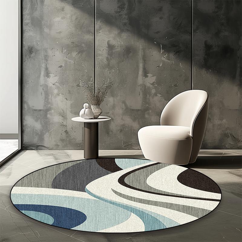 Modern Abstract Round Carpet Living Room Geometric Pattern Decor Area Rugs Coffee Tables Office Chair Non-slip Mats Customizable