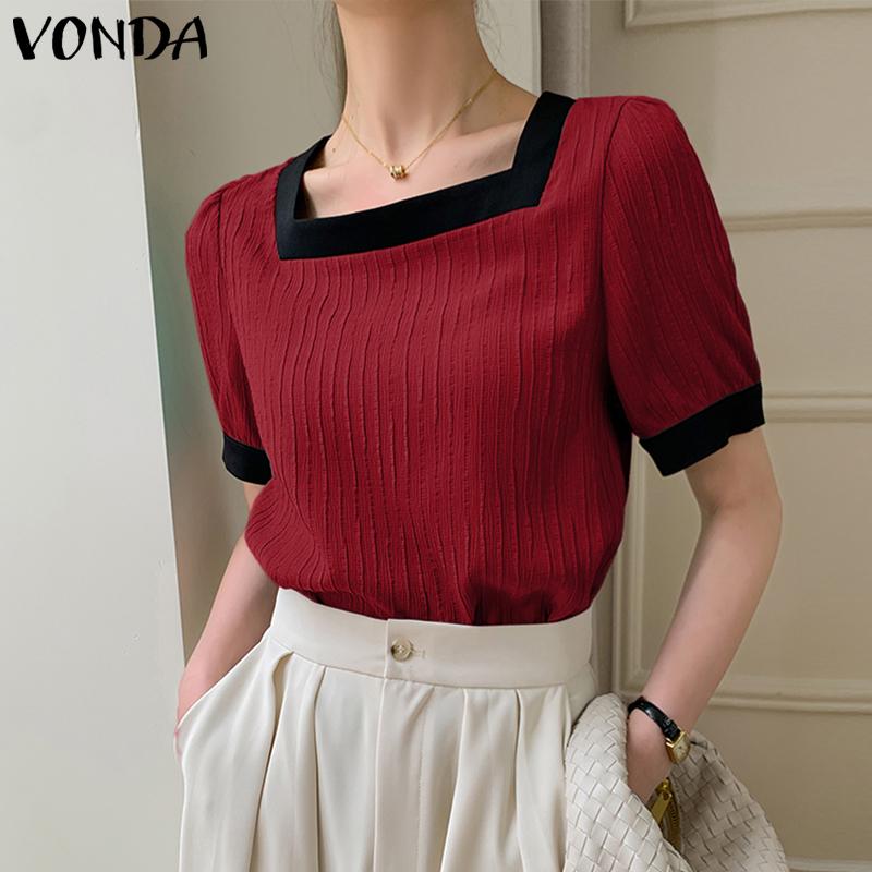 

Топы VONDA с ​​квадратным вырезом и короткими рукавами — Летняя женская мода