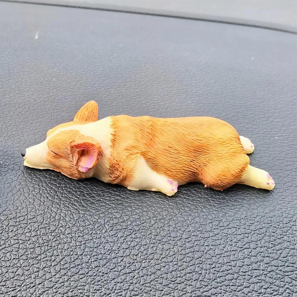 

Car Decoration Dog Sleeping Corgi Mini Small Animal Center Accessories Decoration Console Cartoon Doll Car Interior Accesso H2W7