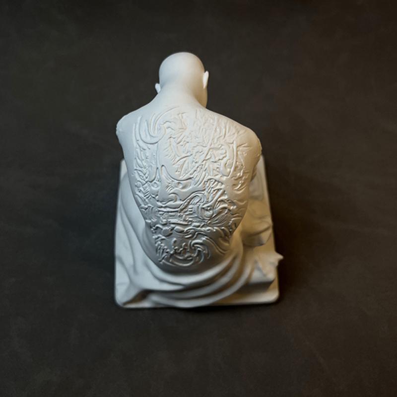 Life-sized Plaster Statue Tattooed Person Nude Figure Sculpture Artistic Portrait Model Decorative Figurines Home Decoration