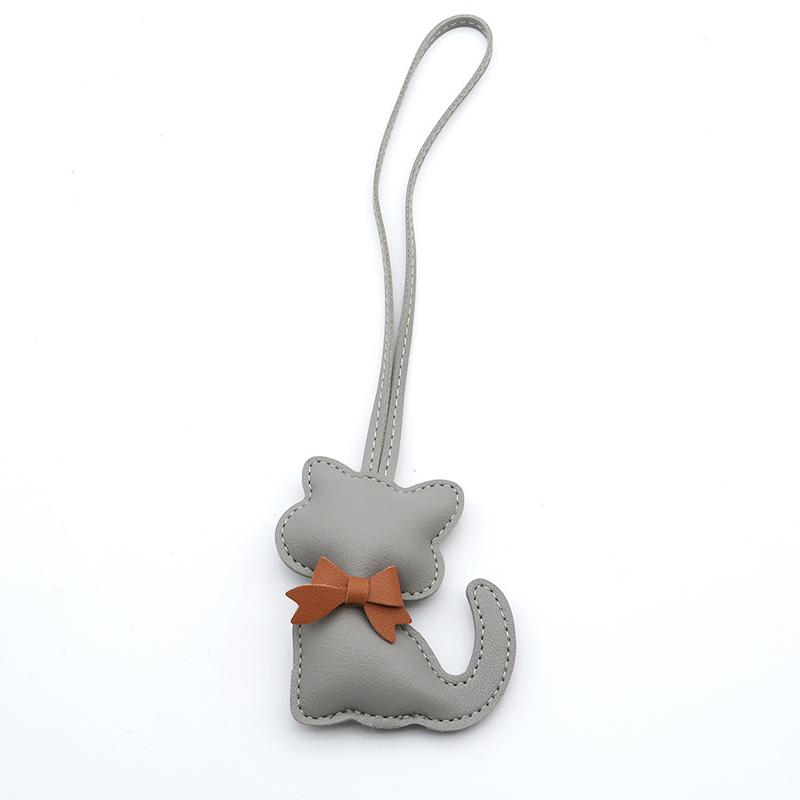 1PC Kitten-Shaped Bags PU Leather Cat Lovers Cat Keychain Luggage Keyring with Brown Bow Tie Gift Multiple Options Available