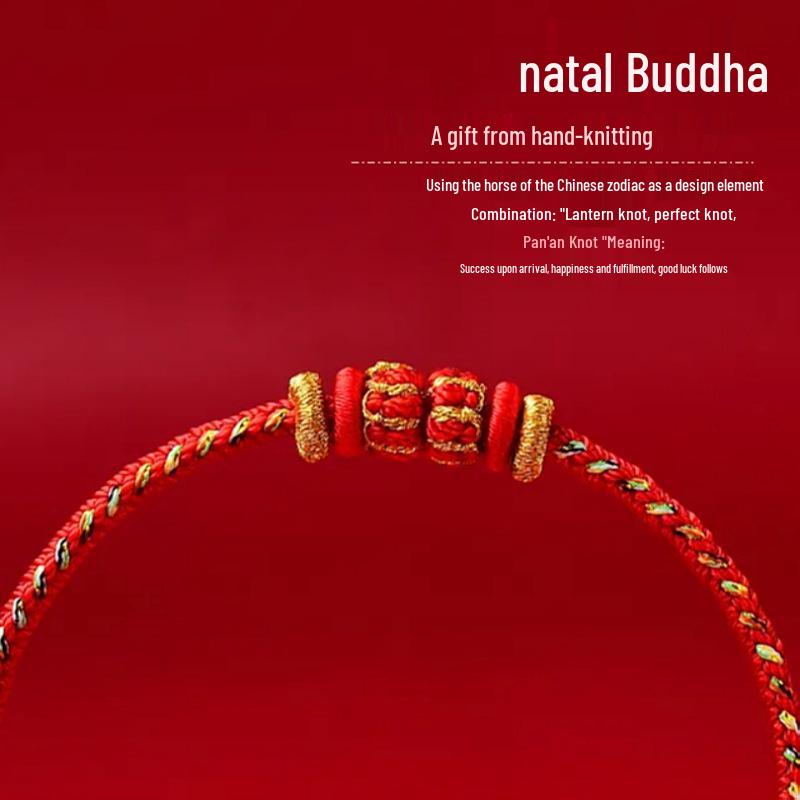 2026 Year of the Horse Tai Sui Red Bracelet: Benming Year Eight Buddhas Red String for Women & Men
