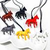 Versatile Long Pendant Necklace Featuring Horse Design In Vibrant Acrylic On Soft Leather Rope for Various Outfits