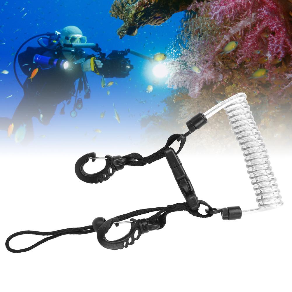 Steel Wire Camera Diving Waterproof Case Safe Quick Release Connection Hanging Buckle Spring Rope Anti Lost Strap(Black )