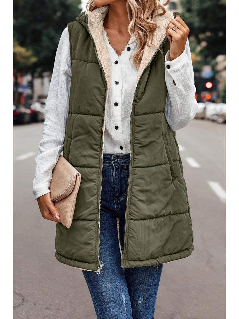 Available 2023: Solid Color Hooded Cotton Vest - Double-Sided, Slim Fit, Seven Colors, Eight Sizes, Winter Vest.