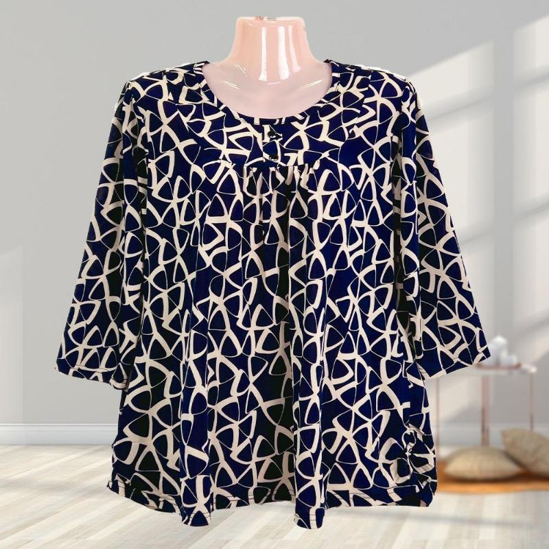 New Style Eight-quarter Sleeve Large Shirt Loose Elastic Plus Fat Plus Size Top Women's Small Shirt