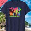 MTV Beach Island Logo Retro Grafik Baumwoll T-Shirt M-T-V Sonnenuntergang Palme Print Top Unisex Grafik T-Shirts