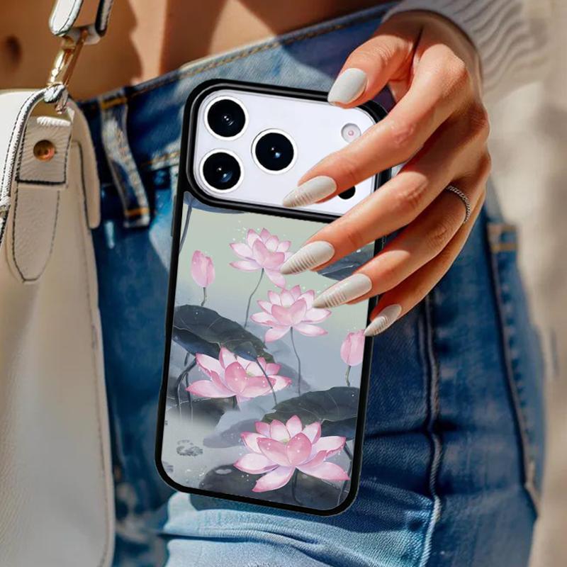 Lotus Flower Phone Case For iPhone 17 Air 14 15 13 12 Max Cover For Apple 16e 11 Pro Max Plus Coque