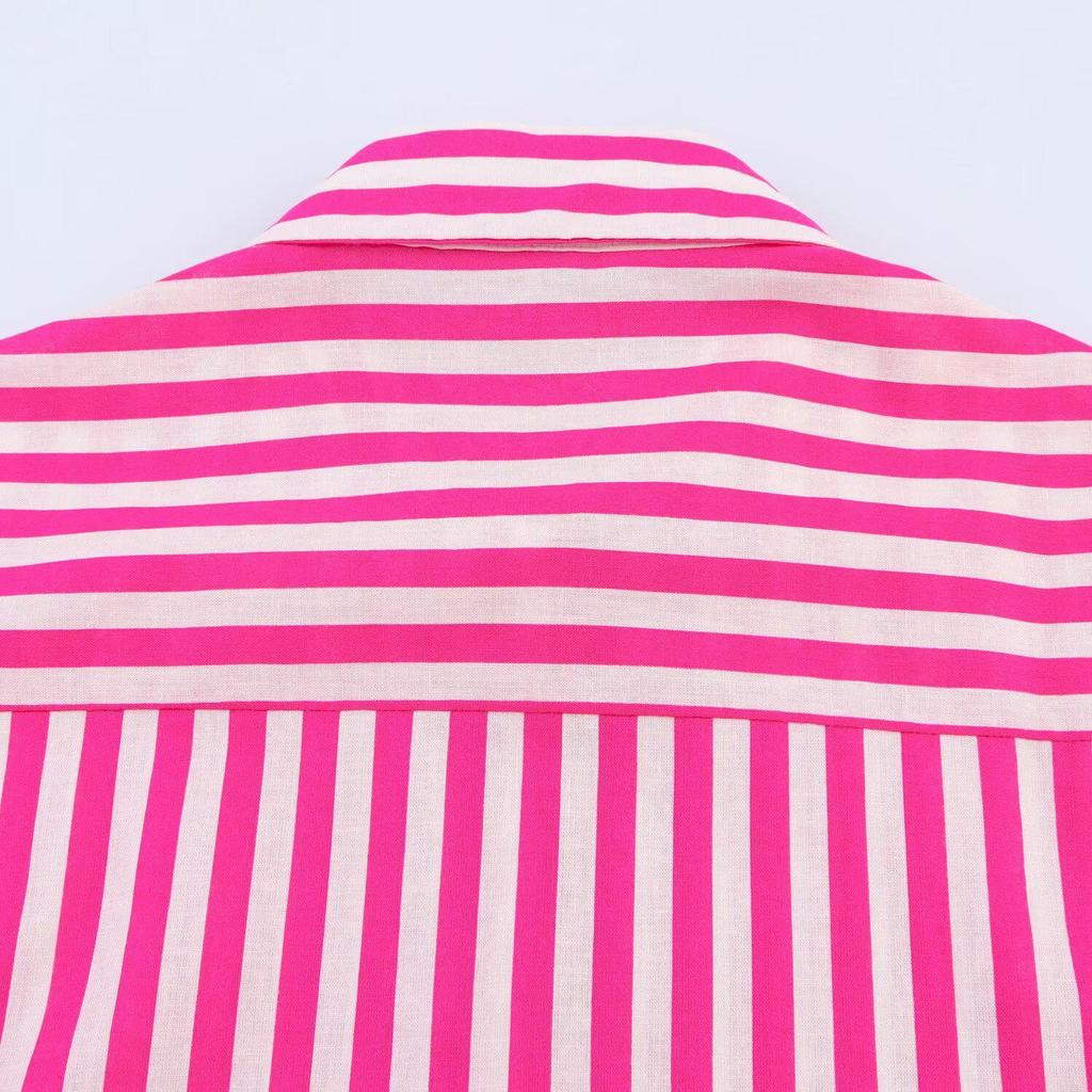 2025 Spring Women's Striped Long Sleeve Loose Shirt - European & American Style