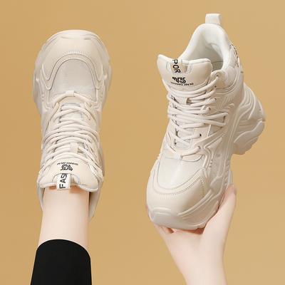 Platform Casual Sneakers Women's New Models, Inner Height Increase Cm Small Dad Shoes, All Black Spring