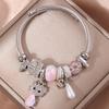 Stylish Diamond Cat Pendant and Multi-Element Bracelet Set