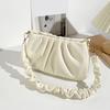 Small soft leather women's bag minority design pleated clouds leisure bag new crossbody bag
