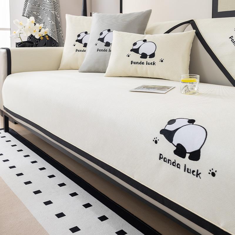 New Summer Simple Light Luxury Ice Silk Sofa Cushion Embroidered Cool Rattan Mat Cool Cushion Summer Breathable Seat Cushion