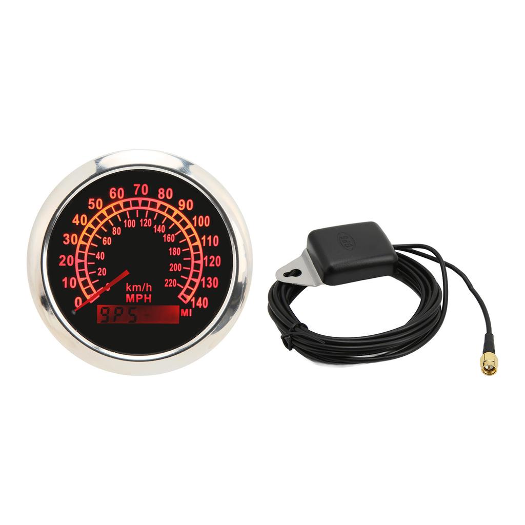 85mm GPS Speedometer Digital 220km H 0‑140MPH IP67 Waterproof Red Backlight 9‑32V Universal Odometer for Car Boat