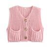 Damen S Ärmellose Kurze Gestrickte Cardigan Weste Mit Taschen