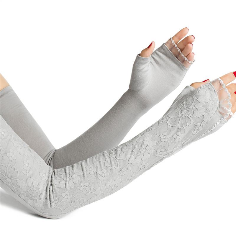 

Sunscreen sleeves women s summer thin lace breathable non-slip touch screen One size сірий колір
