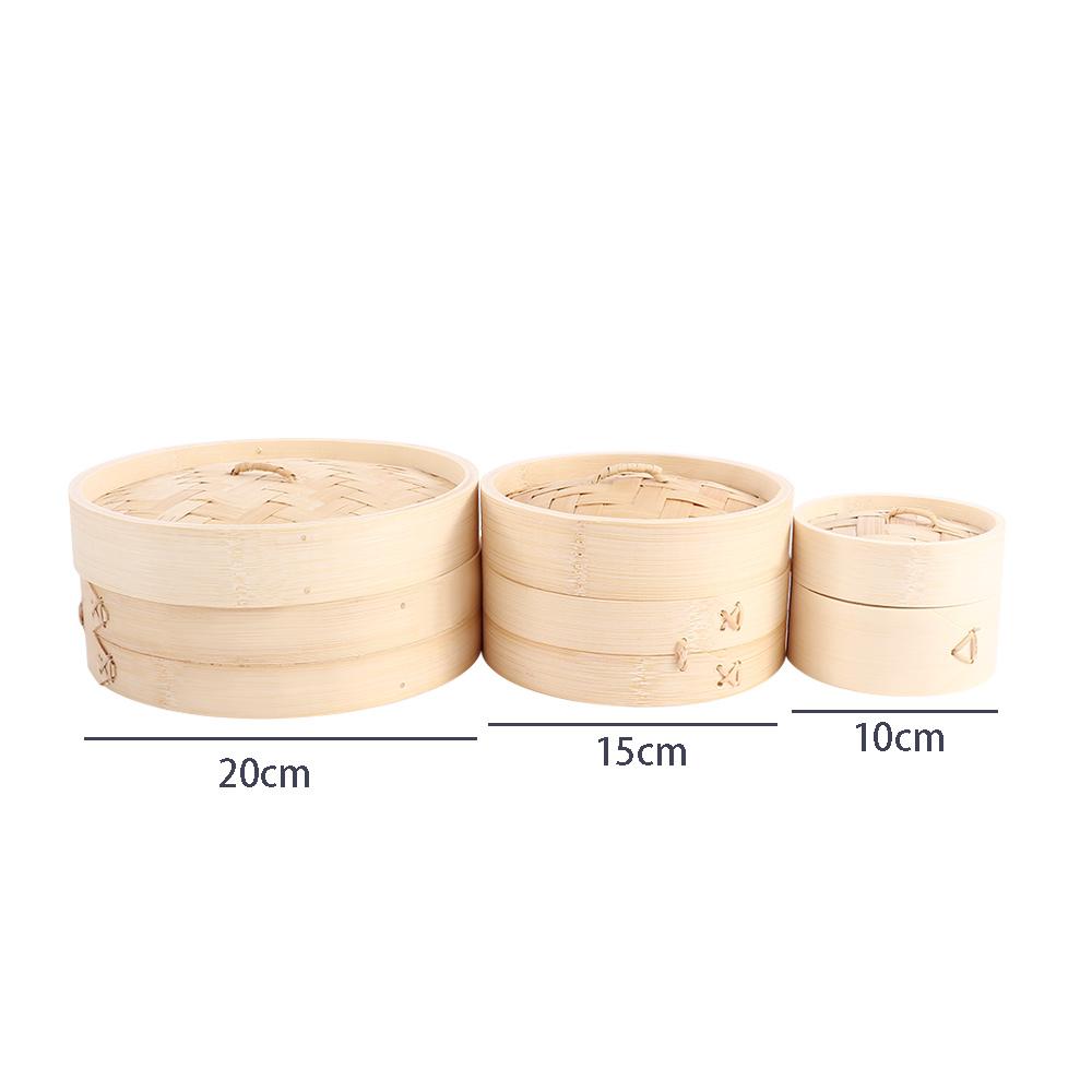 Chinese 10/15/20cm with Lid Cover Kitchen Bamboo Cakeware Cage Bamboo Steamer Cooker Set