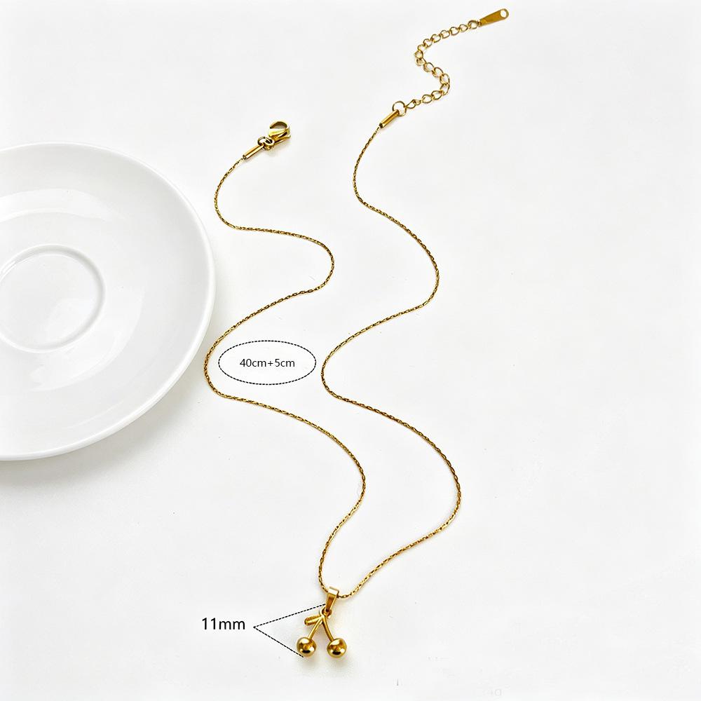 Chic Cherry Pendant Stainless Steel Necklace - Cute, Personalized, Versatile Fruit Design for Women