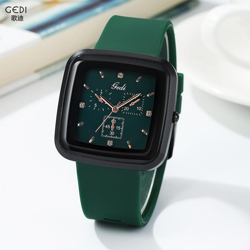 Trendy Temperament Square Simple Casual Student Watch Fashionable Silicone With Large Dial Women'S Quartz Watch