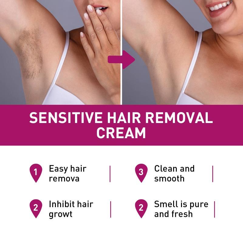 Crème dépilatoire avec 100 ml, douce et non irritante, rend la peau sous les bras, les aisselles et les jambes plus lisse et plus blanche.