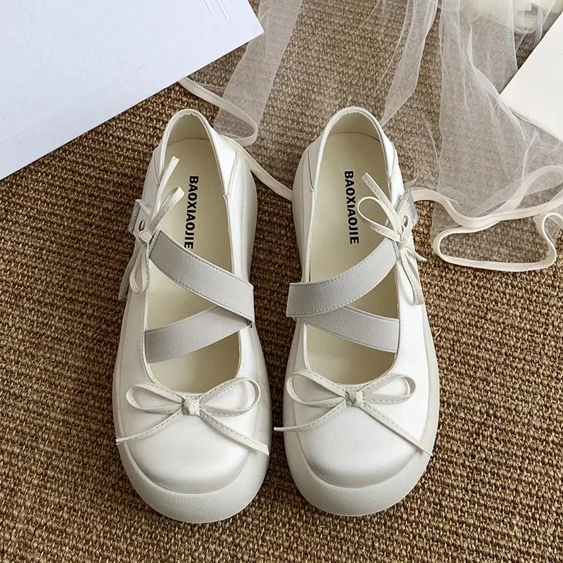 Bow Flats Platform Mary Jane Women Shoes Comfort Sneaker New Trend Dress Designer Walking Outdoor Shoes Women Luxury Footwear