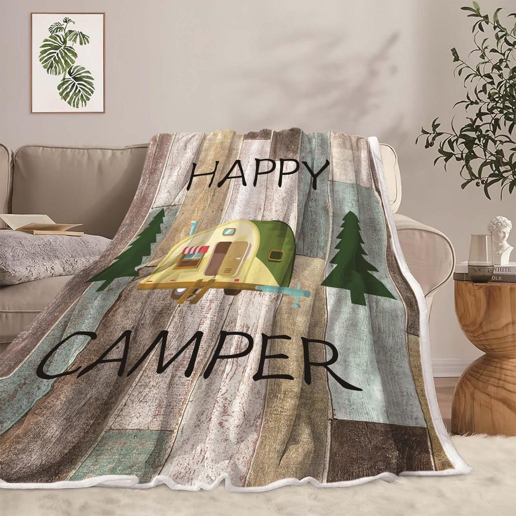 Camping Series Green Tree Printed Blanket Men'S And Women'S Four Seasons Available Soft Blanket Flannel Blanket