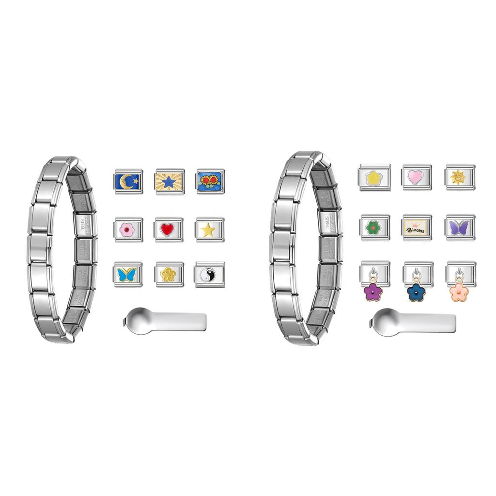 Italian Module Bracelet Link Connectors Jewelry Accessories Stainless Steel Texture Suitable for Jewelry Enthusiasts