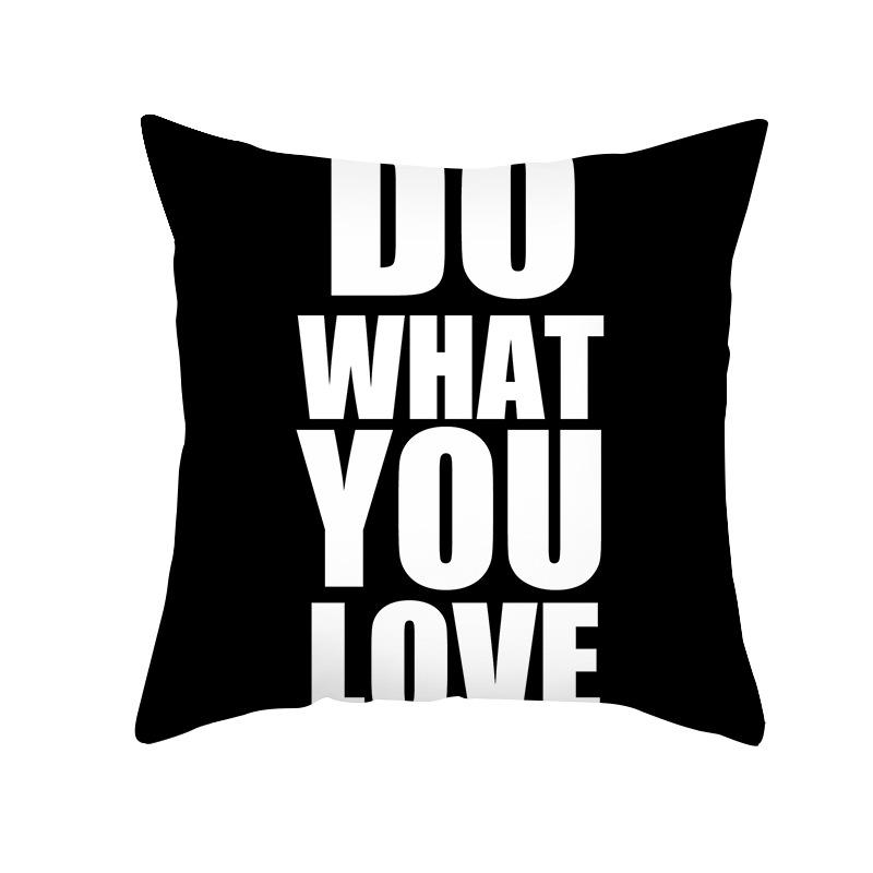 Nordic Throw Pillow Cover Black and White Letters Peach Velvet Cushion Cover Sofa Cushion Cover