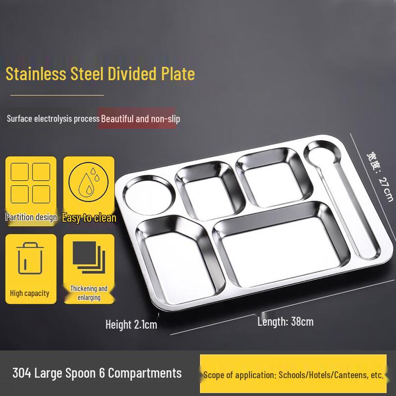 FATTBAO Stainless Steel Divided Meal Tray