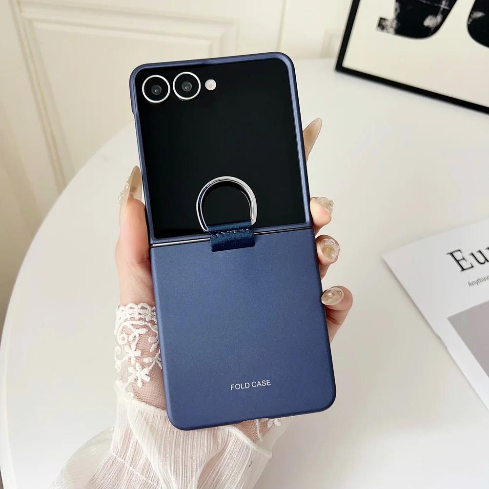 

Роскошное матовое приятное на ощупь покрытие, чехол-кольцо для телефона для Samsung Galaxy Z Flip 7 7FE 6 5 4 3, противоударная задняя крышка с защитой камеры Galaxy Z Flip7 синий