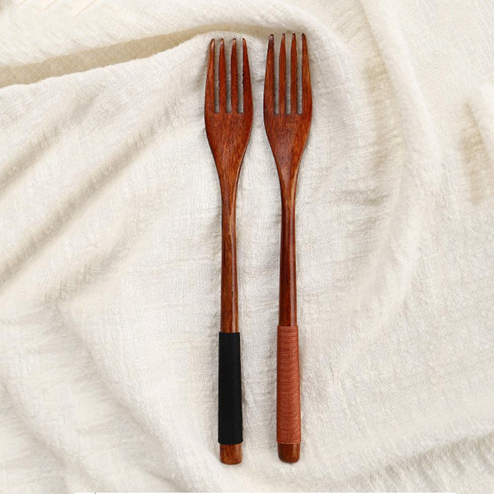 Wooden Kids Fork Set for Family Dinners Easy Clean No Food Residue Natural Brown Tableware for Daily Use Parties Camping