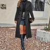 European-American Slimming Double-Breasted Mid-Length Wool Coat with Cinched Waist and Lapel 2025