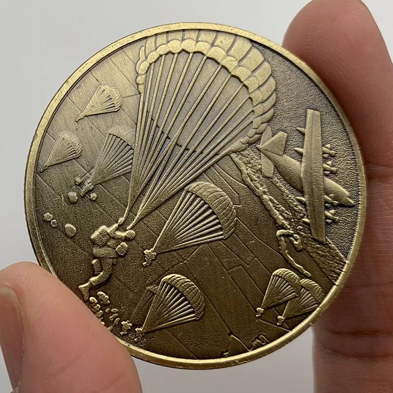 Bronze commemorative coin for American paratrooper fighter jets, collectible coin, relief painted coin, commemorative medal