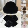 Winter Fuzzy Hat Scarf Set for Women Faux Fur Collar Wrap Scarf Thickened Plush Warm Cap for Cold Weather