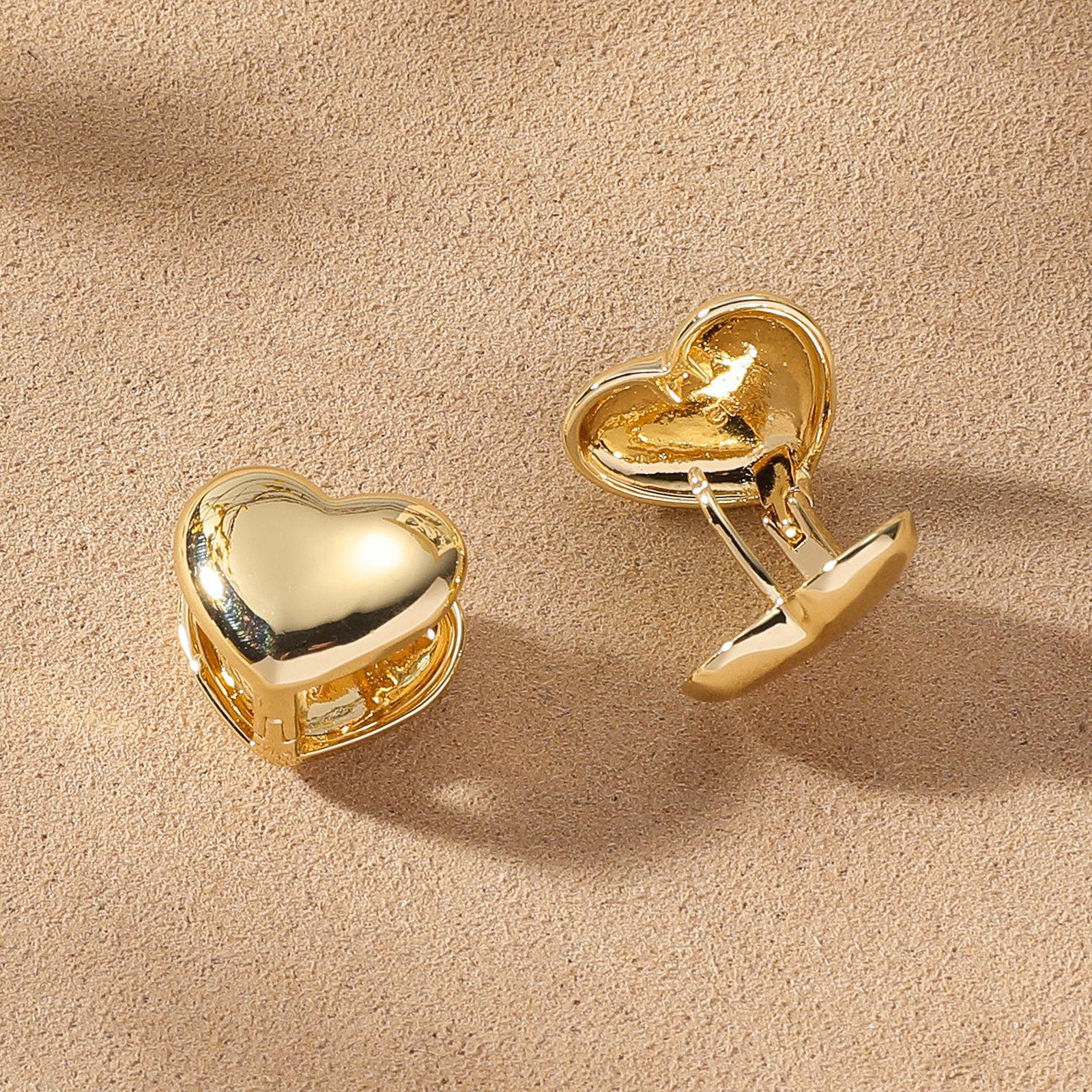 Elegant 18K Gold-Plated Heart Earrings - European American Style, Simple yet Luxurious Jewelry