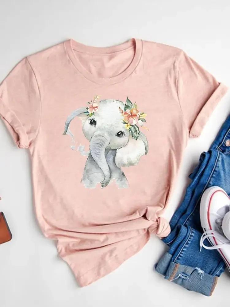 Women's Watercolor Love Heart Print T-Shirt Short Sleeve Tee Basic Clothing Summer Top Graphic Clothes Sweet Fashion